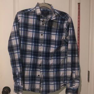 AEO Blue/Black Plaid BUTTON DOWN SHIRT